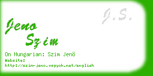 jeno szim business card