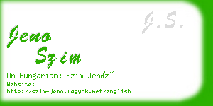 jeno szim business card